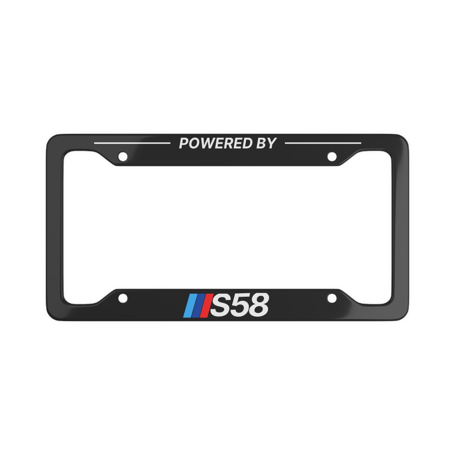 Powered By S58 Metal License Plate Frame