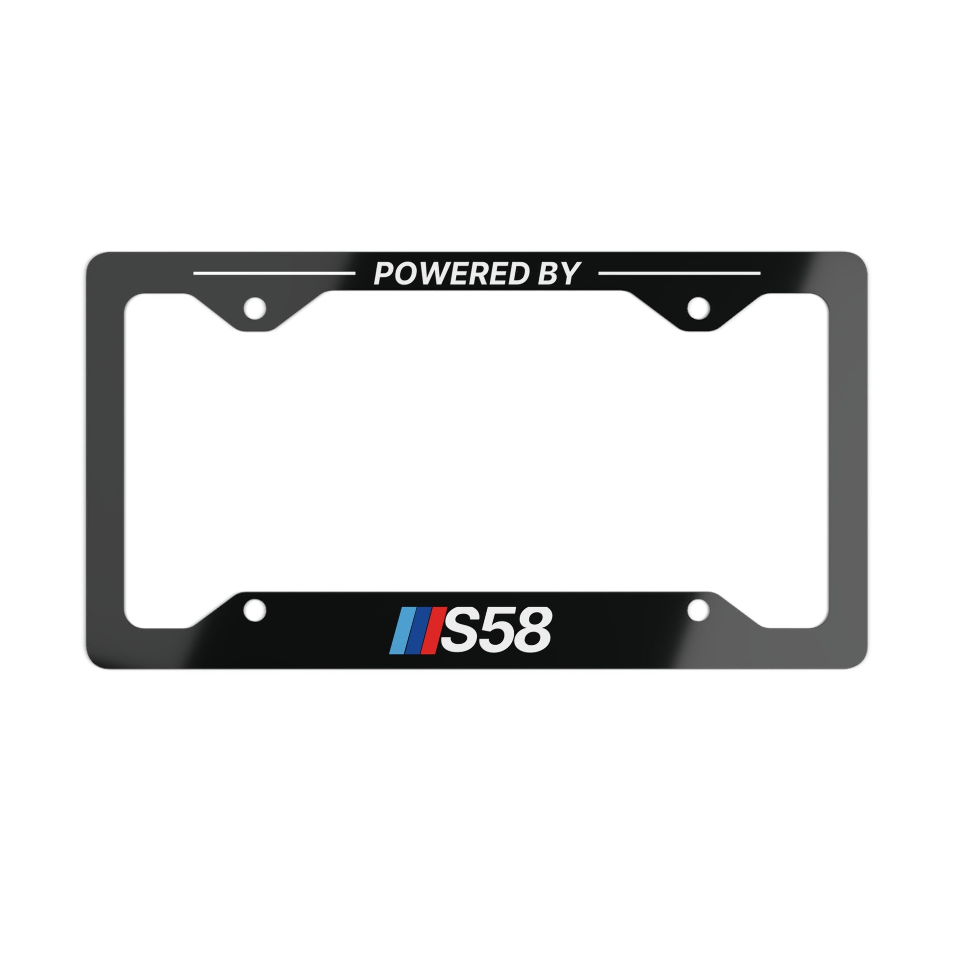 Powered By S58 Metal License Plate Frame