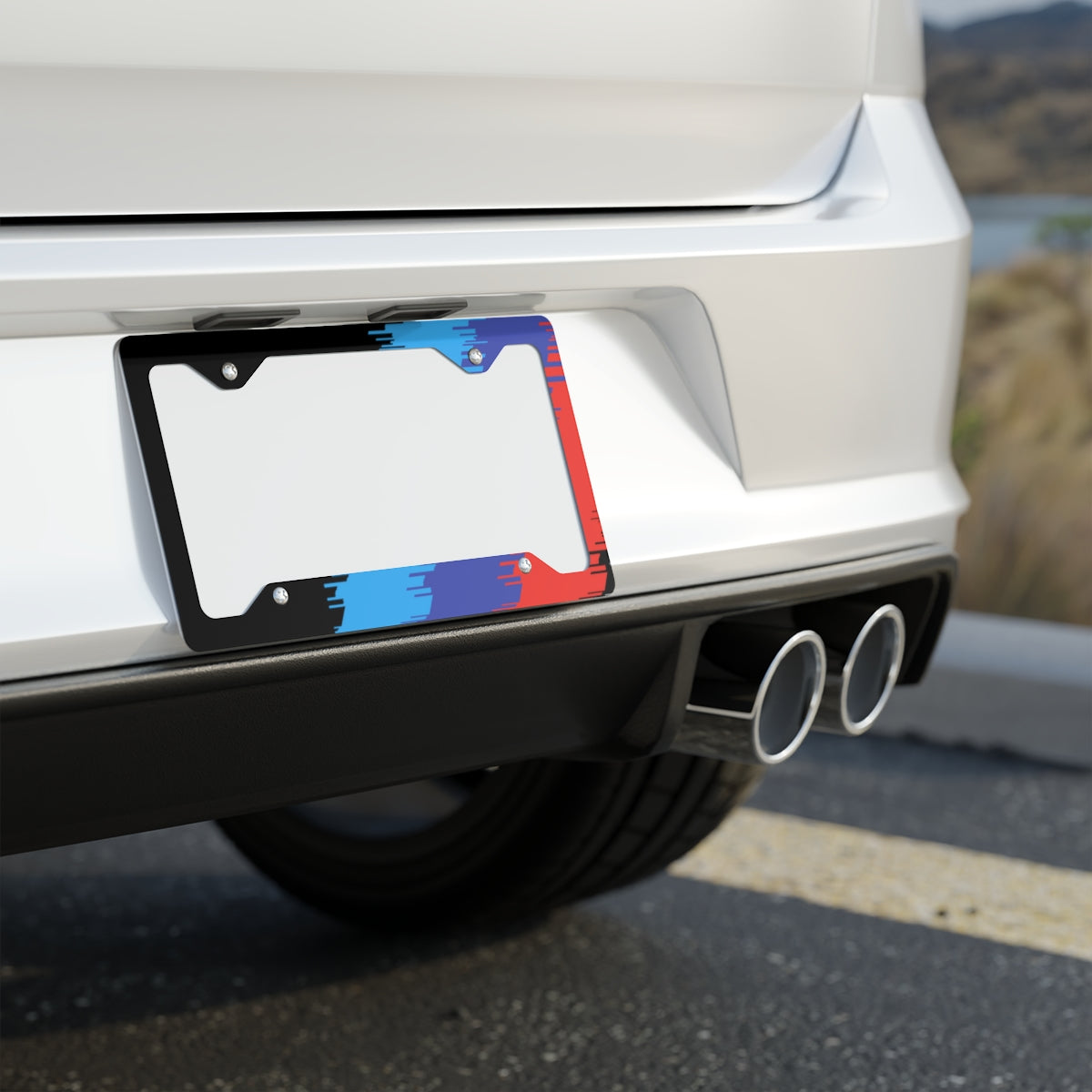 Bimmer M Blurred Stripes Metal License Plate Frame