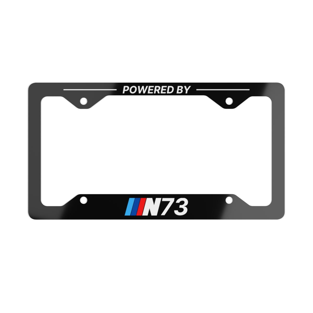 Powered By N73 Metal License Plate Frame