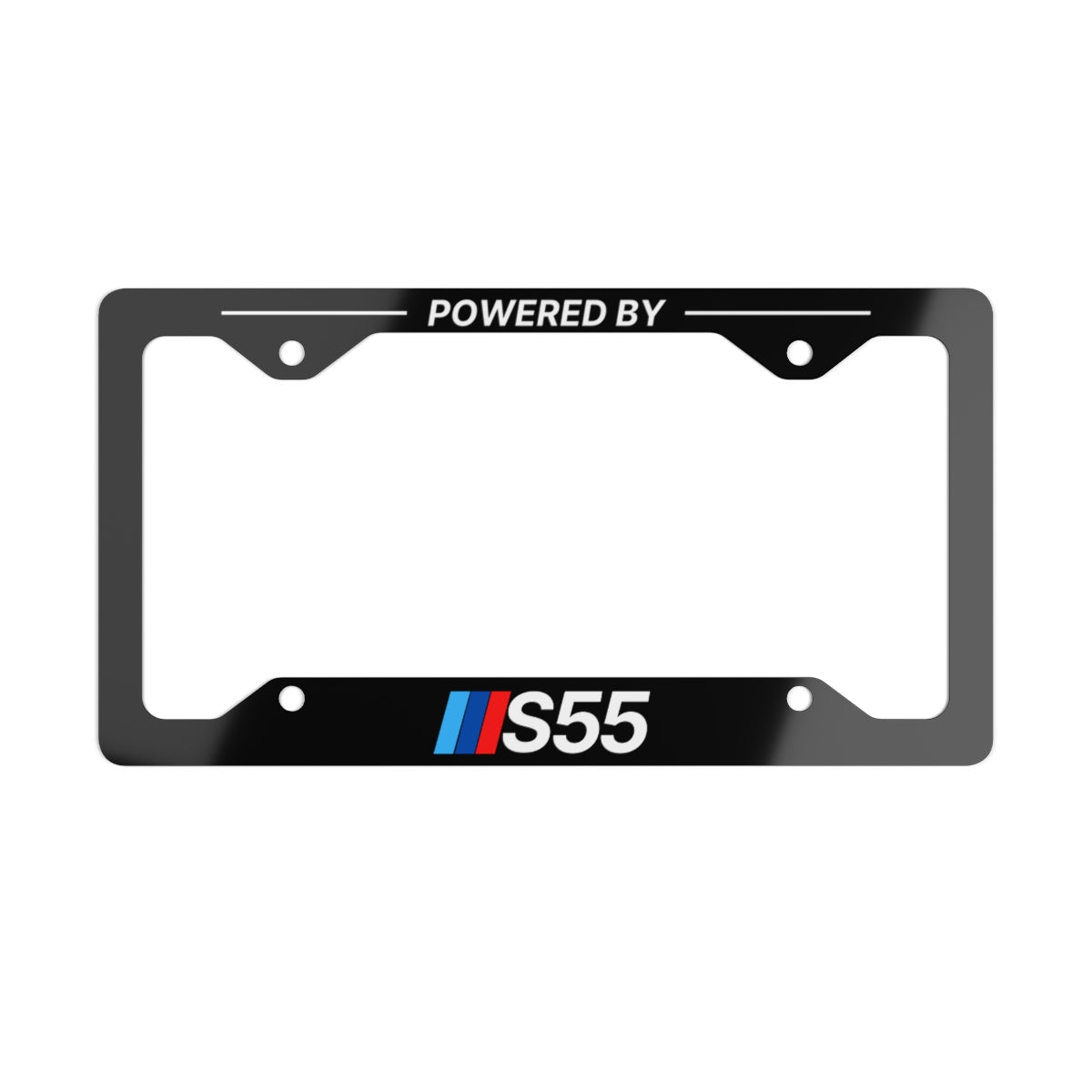 Powered By S55 Metal License Plate Frame